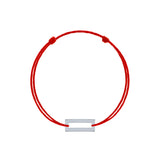 Brățară argint 925 rodiat cu șnur roșu și cadru dreptunghiular minimalist 12x5mm