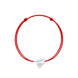 Brățară argint 925 rodiat cu șnur roșu reglabil și pandantiv ghiocel mărțișor 21×18 mm