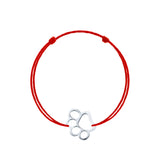 Brățară argint 925 rodiat cu șnur roșu reglabil și pandantiv lăbuță contur stilizată 12.5×9.5 mm
