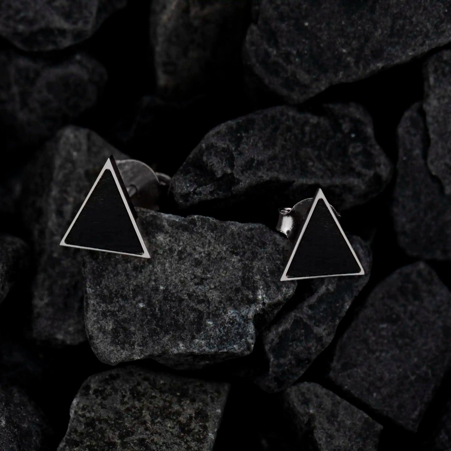 Cercei Argint Piramida simpla Black Polar