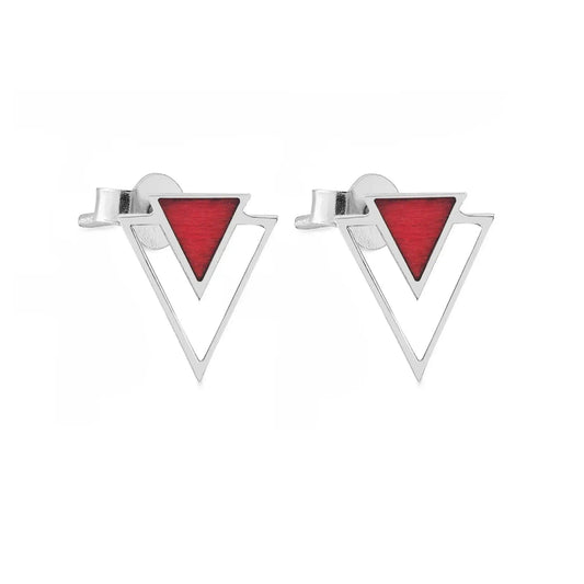 Cercei Argint Triunghi dublu Red Velvet