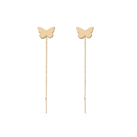 Cercei aur dama - lantisor cu fluture