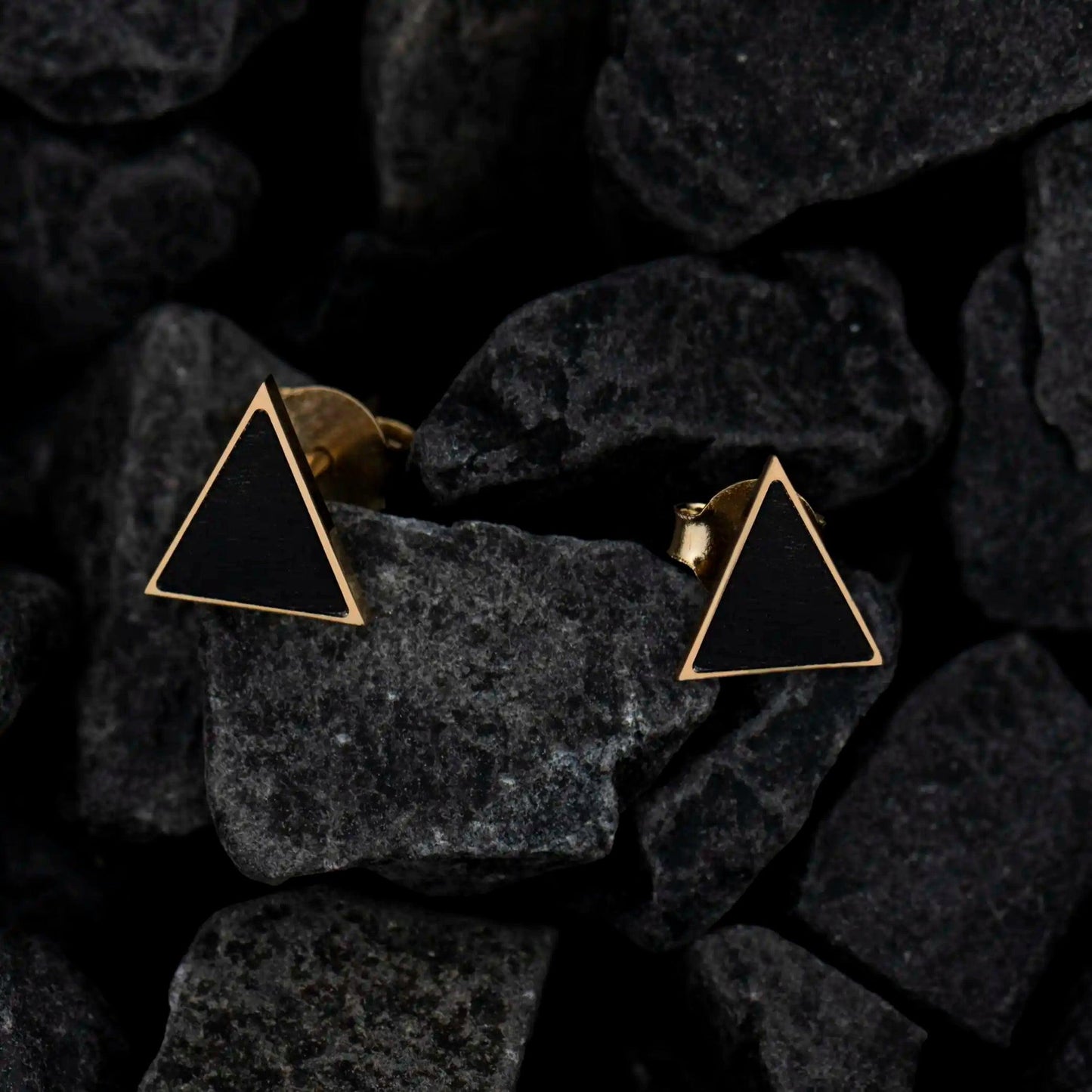 Cercei Aur Dama - Piramida simpla Black Polar