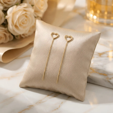 Cercei Threader Aur 14K cu Inimă Contur (Outline) – Design Minimalist