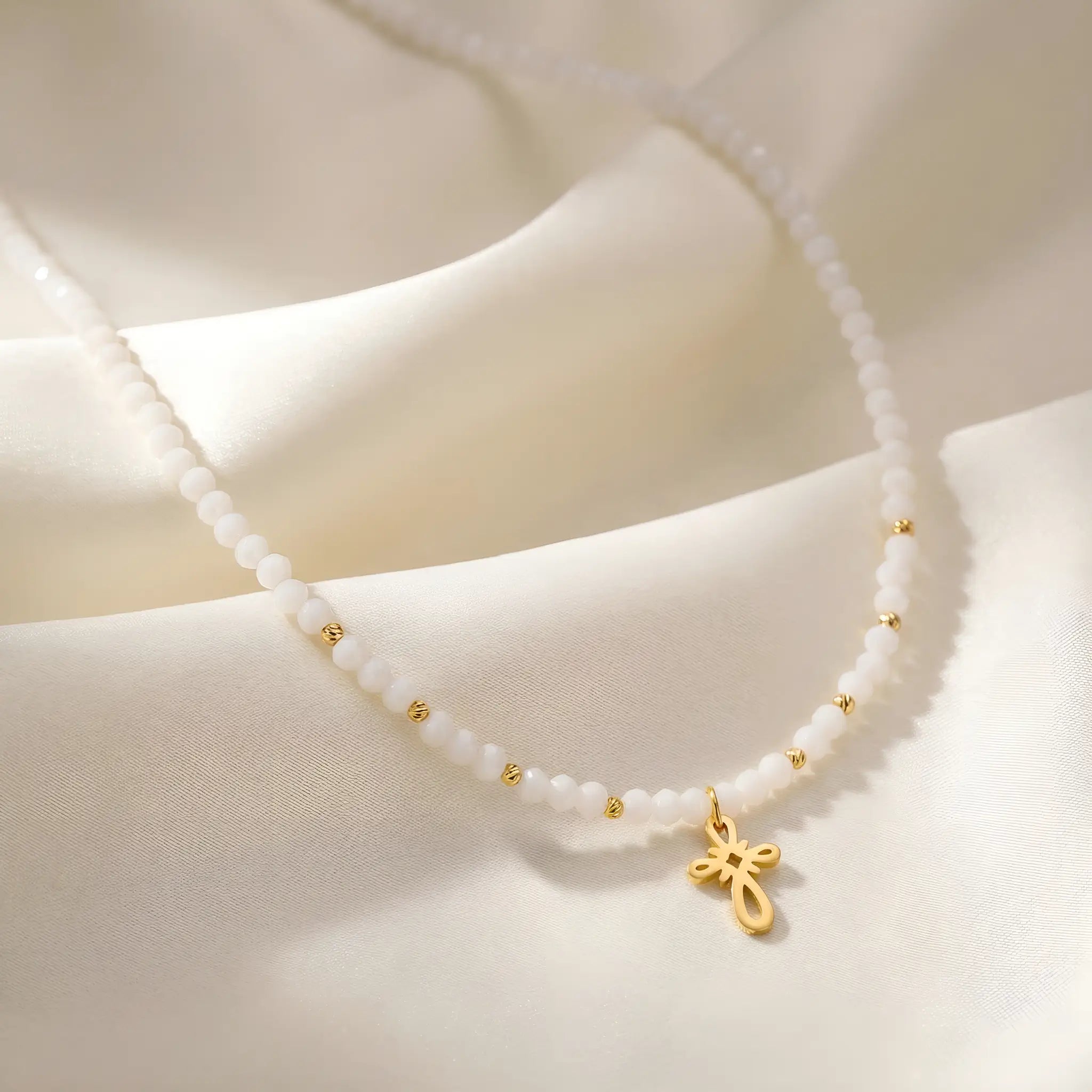 Colier Aur 14K pentru Femei cu Pandantiv Cruce și Cristale – Bijuterie de Lux în 6 Culori