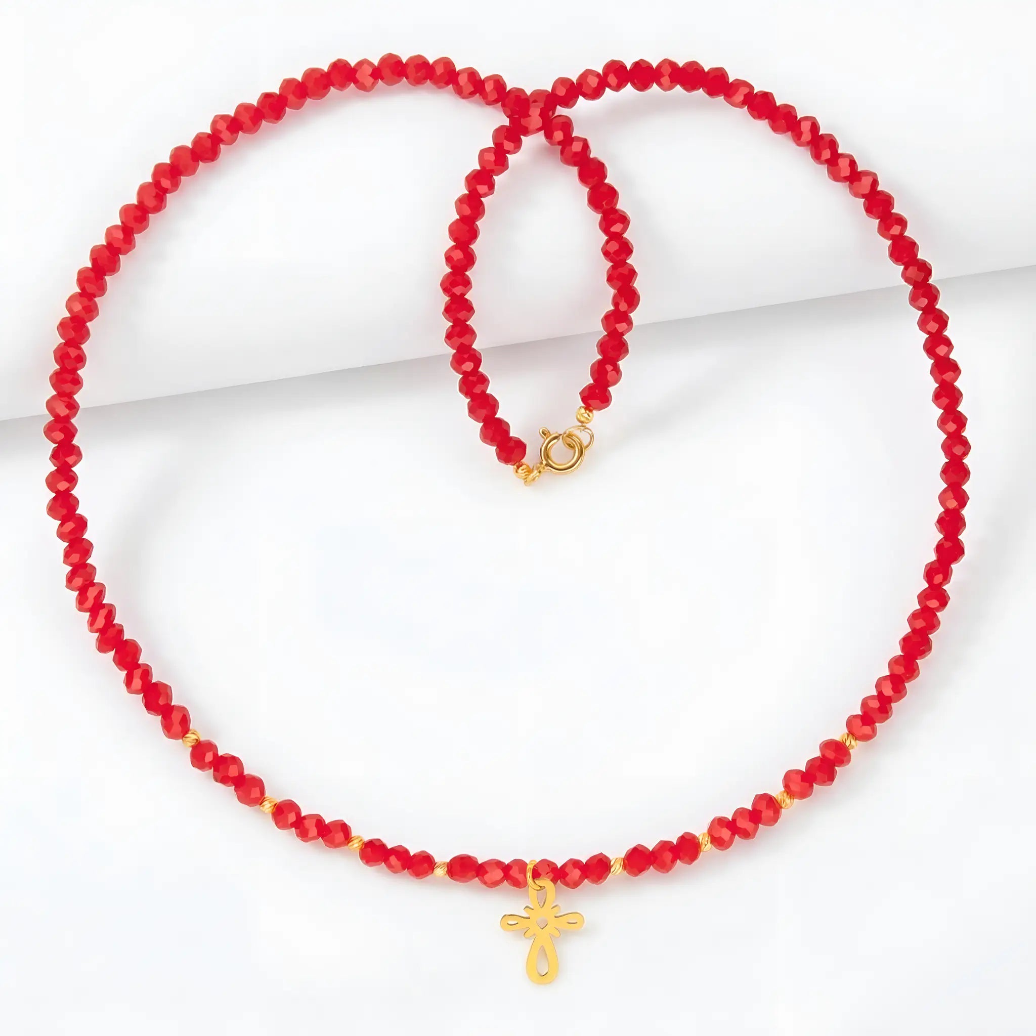 Colier Aur 14K pentru Femei cu Pandantiv Cruce și Cristale – Bijuterie de Lux în 6 Culori