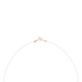 Colier aur 14K litera F floating purtat pe gât