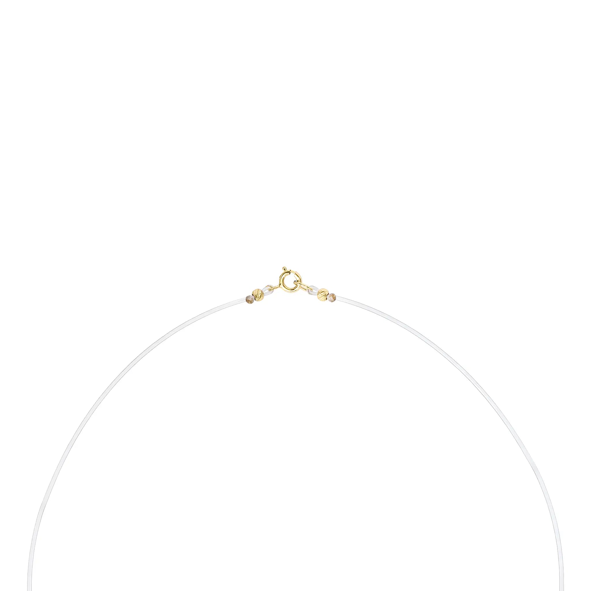 Colier aur 14K litera F floating purtat pe gât
