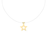 Colier aur 14K stea decupată floating purtat pe gât