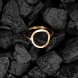 Inel aur 14K karma minimalist — vedere laterală cerc 12 mm
