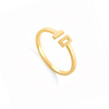 Inel aur 14K reglabil cu design asimetric bară și pătrat — vedere principală