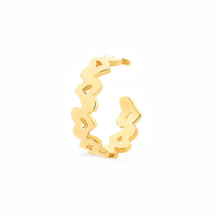 Inel aur 14K reglabil cu pattern de inimi mici decupate — vedere principală