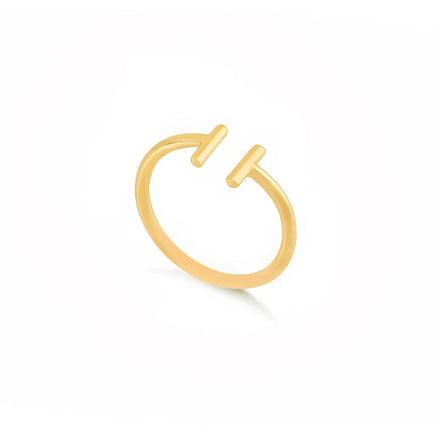 Inel aur 14K reglabil minimalist cu design double bar — vedere principală