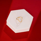 Inel aur 14K open oval ring — detaliu contur subțire