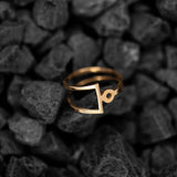 Inel aur 14K design abstract Bauhaus — detaliu pattern