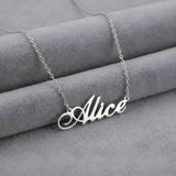 Lănțișor argint 925 rodiat cu pendant nume Alice cursiv elegant decupat