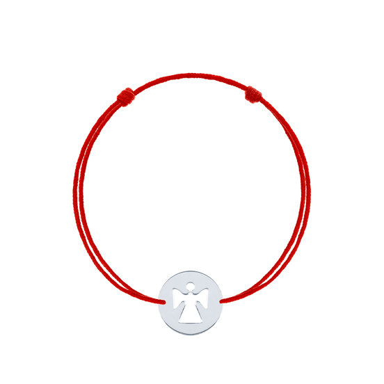 Bratara snur rosu reglabila banut argint inger stilizat