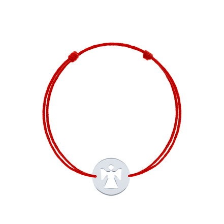 Bratara snur rosu reglabila banut argint inger stilizat