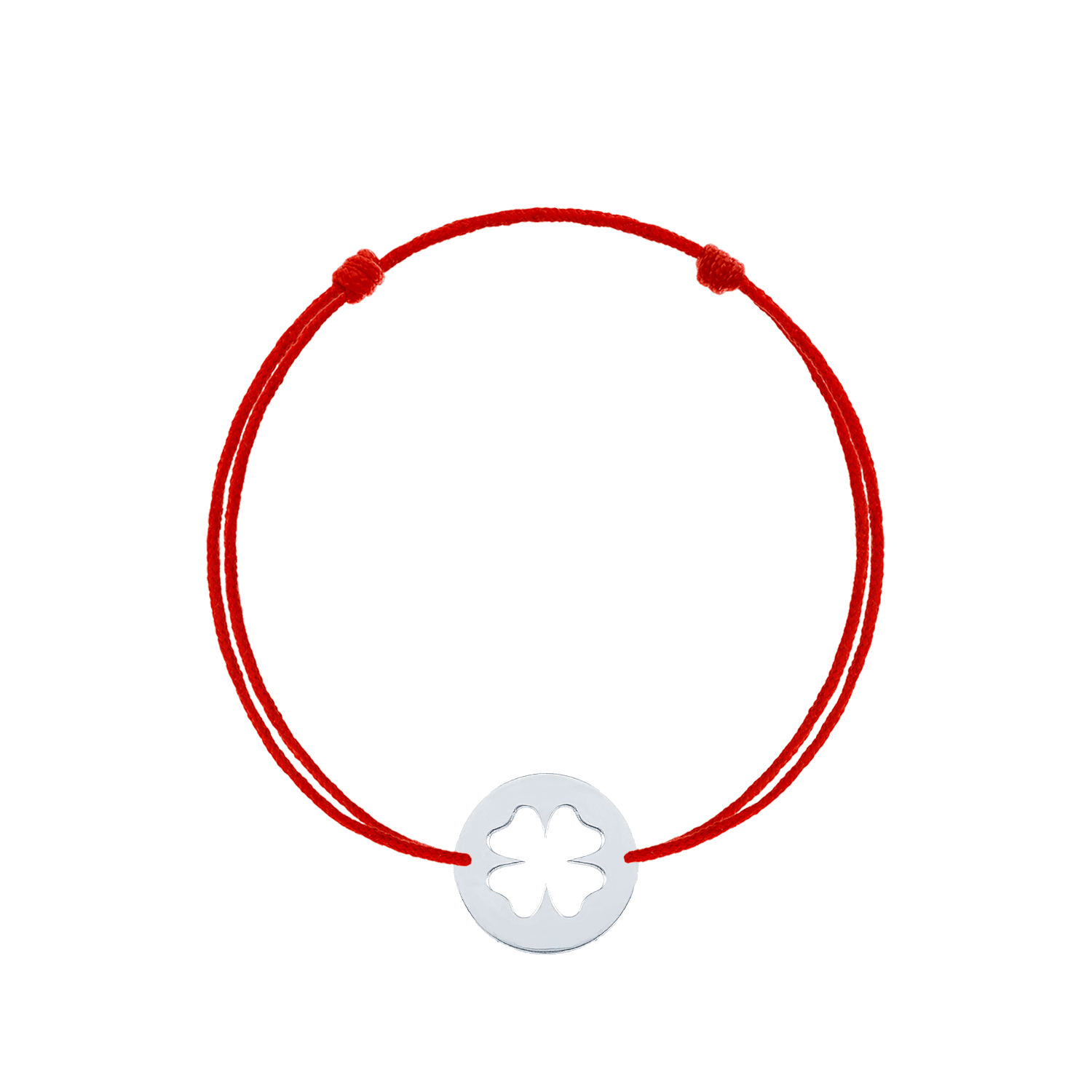 Bratara snur rosu reglabila banut argint trifoi stilizat