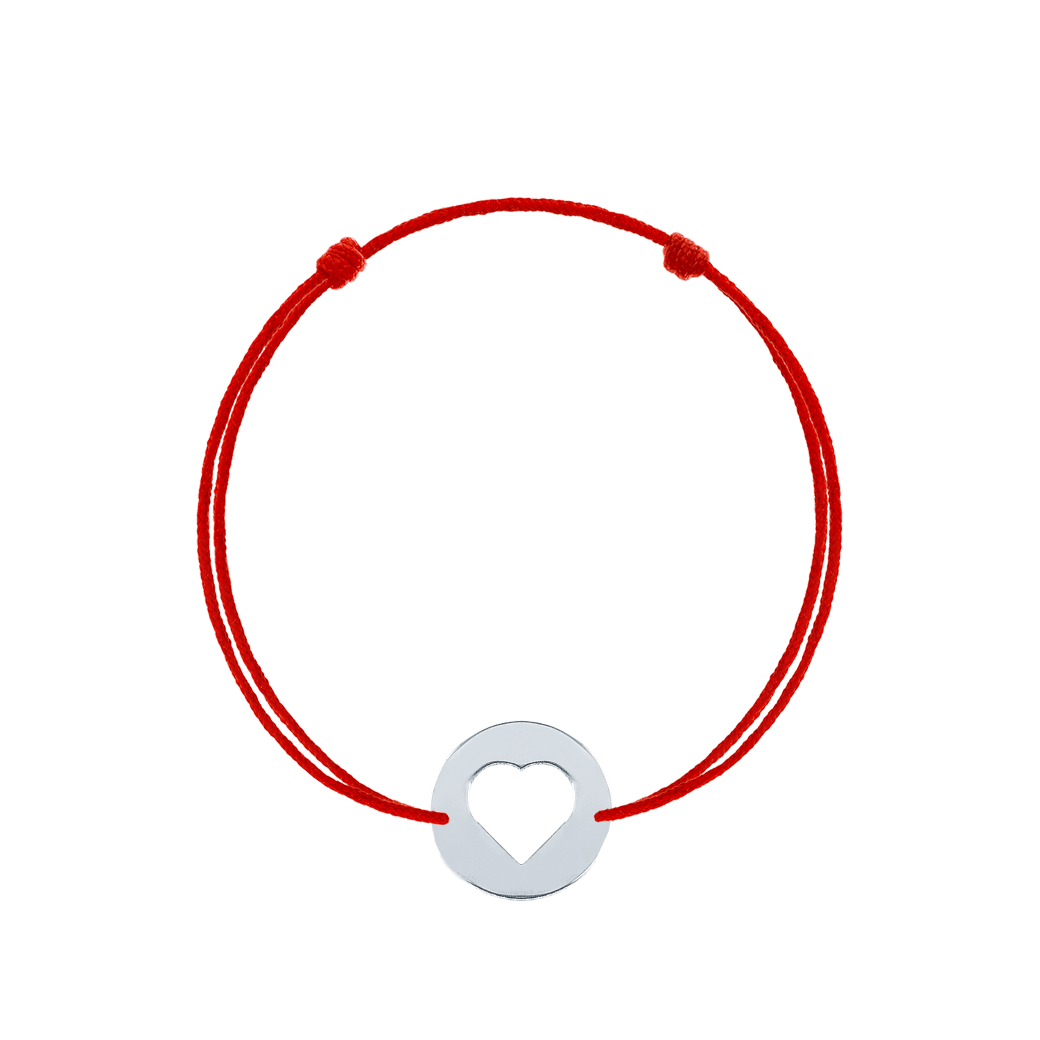 Bratara snur rosu reglabila banut de argint inimioara