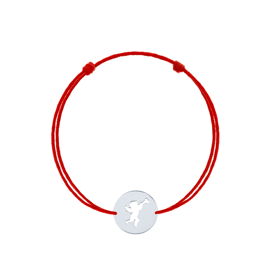 Bratara snur rosu reglabila banut ingeras argint