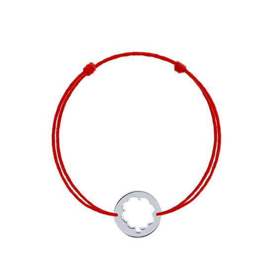 Bratara snur rosu reglabila banut trifoi argint