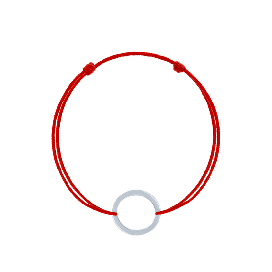Bratara snur rosu reglabila cerc argint