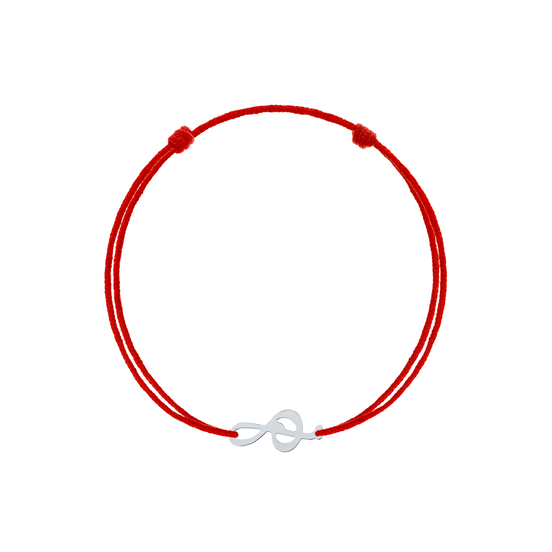 Bratara snur rosu reglabila cheia sol de argint