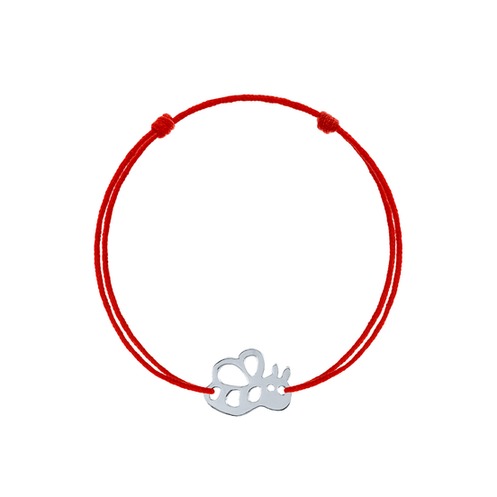 Bratara snur rosu reglabila cu  albinuta de argint