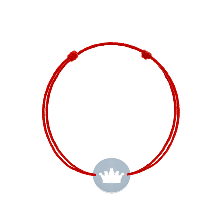 Bratara snur rosu reglabila cu banut argint coroana