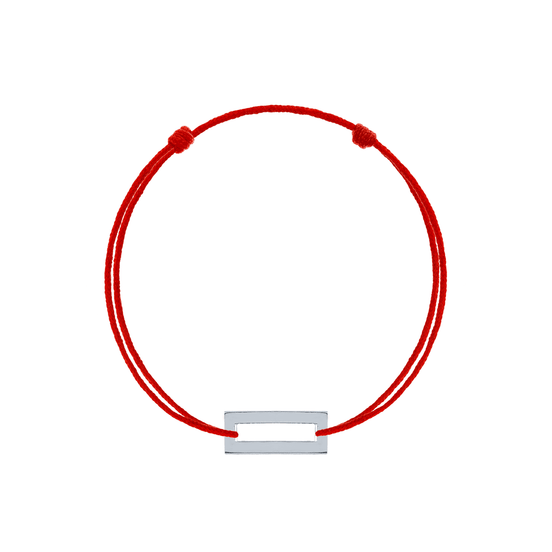 Bratara snur rosu reglabila dreptunghi argint