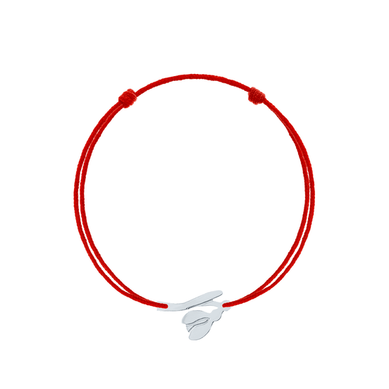 Bratara snur rosu reglabila ghiocel argint