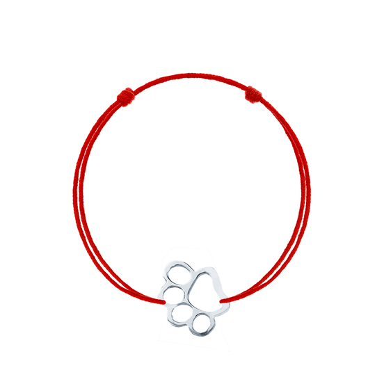 Bratara snur rosu reglabila labuta de argint