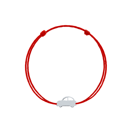 Bratara snur rosu reglabila masinuta de argint