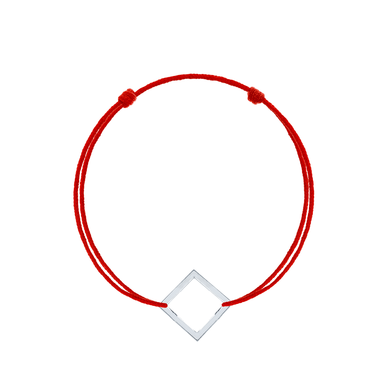Bratara snur rosu reglabila romb argint