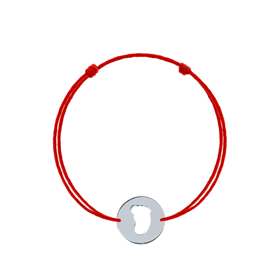 Bratara snur rosu reglabila si banut argint talpite