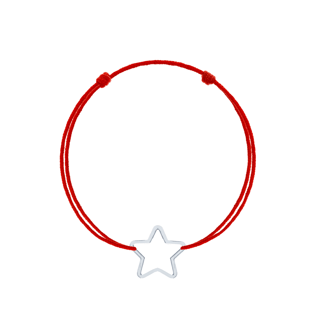 Bratara snur rosu reglabila stea contur de argint