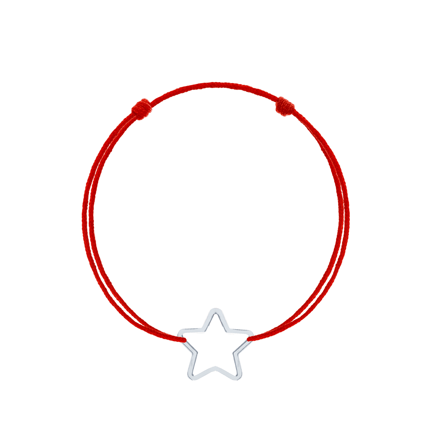 Bratara snur rosu reglabila stea contur de argint