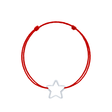 Bratara snur rosu reglabila stea contur de argint